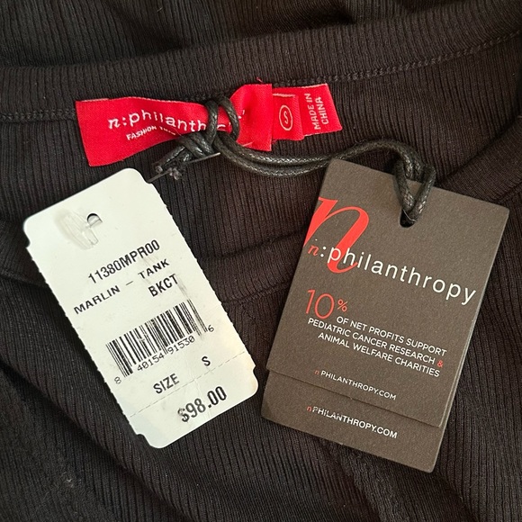 N:PHILANTHROPY Marlin Cut Out Rouched Tank Top Black S NEW - Picture 6 of 6